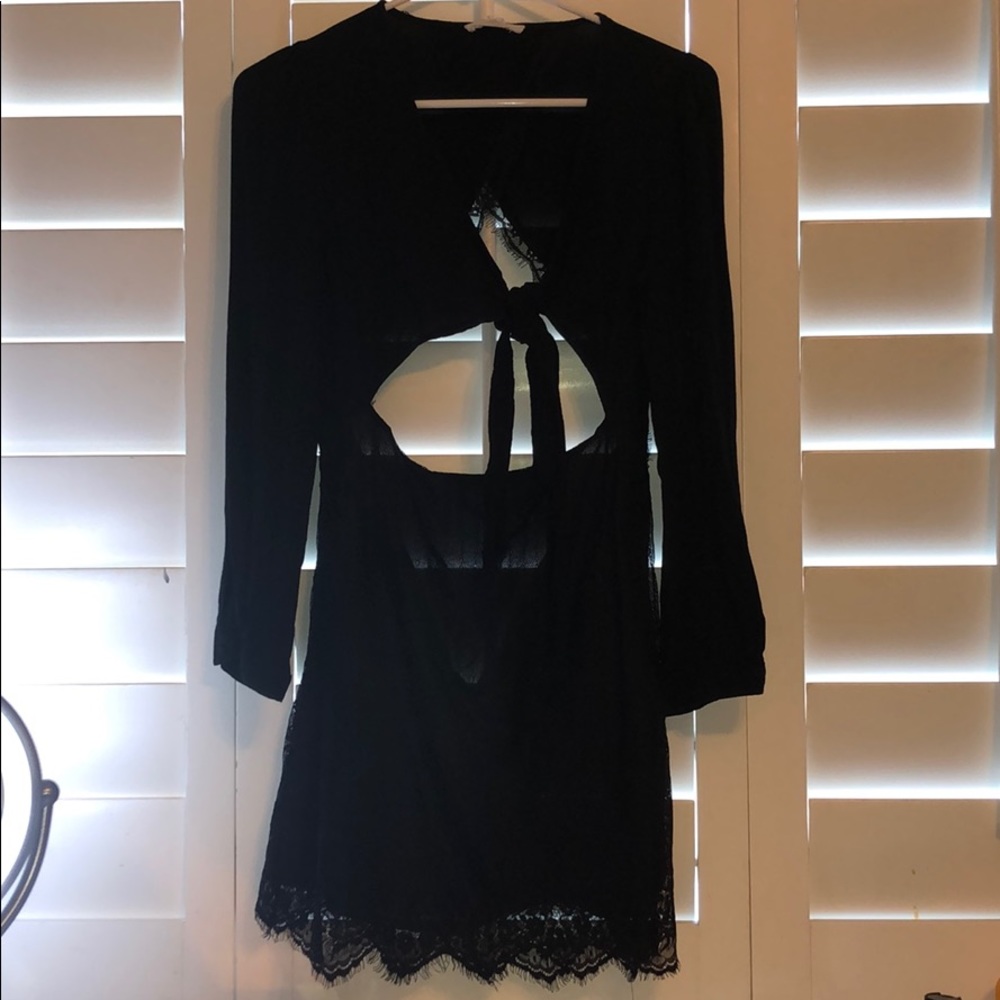 Black open back dress